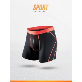 Boxer sport noir & bandes oranges hautes qualité LOIC HENRY