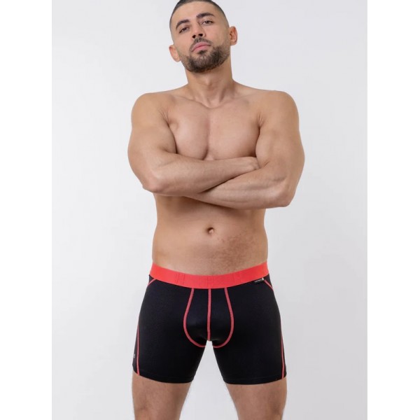 Boxer sport noir & bandes oranges haute qualité Loïc Henry