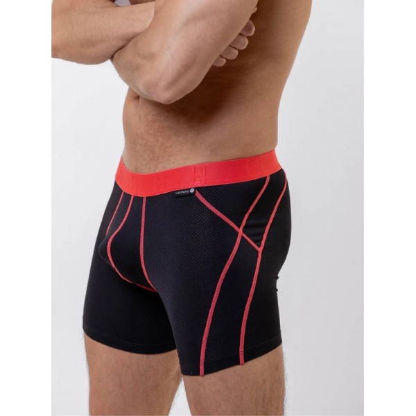 Boxer sport noir & bandes oranges haute qualité Loïc Henry