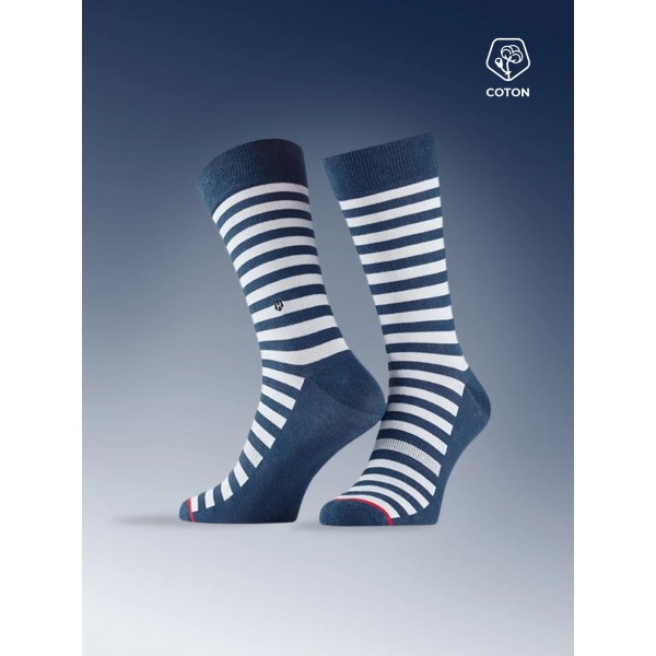 Chaussette Marine en Coton Jacquard