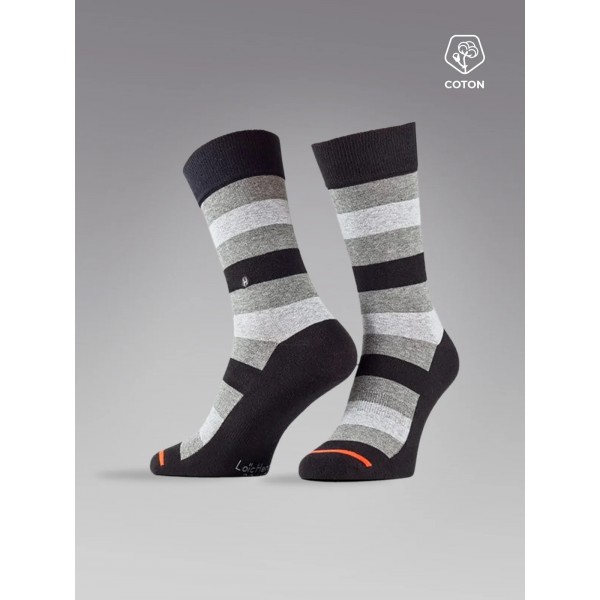 Chaussette longue bandes grises et noird