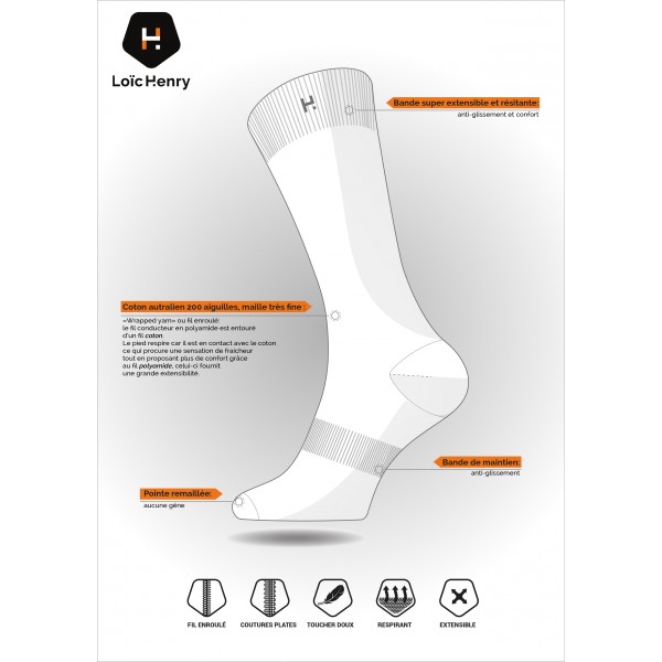 Chaussette lignée foncée imprimé jacquard Loïc Henry