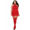 Combinaison rouge grande taille avec jarretelles – effet guêpière sexy pour femmes pulpeuses