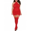 Combinaison rouge grande taille avec jarretelles – effet guêpière sexy pour femmes pulpeuses