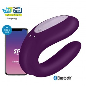 Stimulateur pour couple connecté violet Double JOY