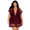 Nuisette et peignoir grande taille couleur aubergine