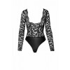 Body Psyche F296 en dentelle et wetlook  - Noir Handmade