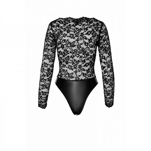 Body Psyche F296 en dentelle et wetlook  - Noir Handmade