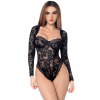 Body sexy manches longues en dentelle gothique
