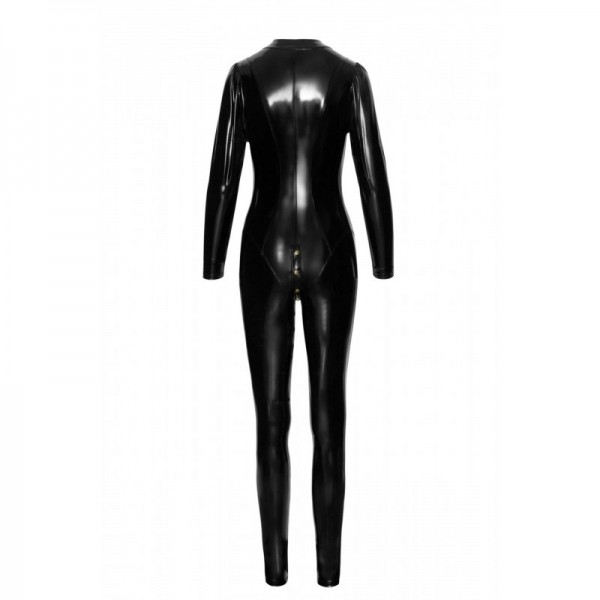 Combinaison F247 longue boutonnée en PVC  –  Noir Handmade