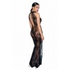Robe longue noire F239 en tulle brodé  - Madonna Lingerie