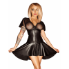 Robe courte noire F076 en wetlook  - Madonna Lingerie