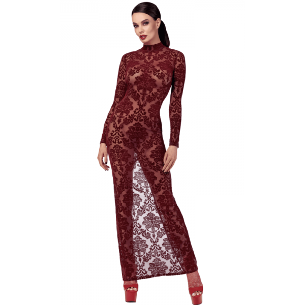 Robe longue F383 kink Royal brodé bordeaux  Madonna Lingerie