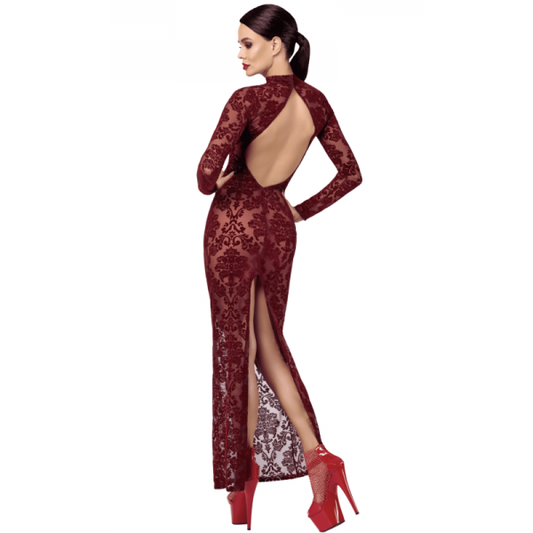 Robe longue F383 kink Royal brodé bordeaux - Noir Handmade