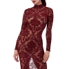 Robe longue F383 kink Royal brodé bordeaux - Noir Handmade