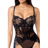 Body noir sexy en maille brodée de sequins - Mapalé