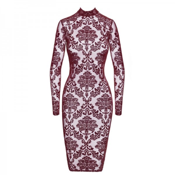 F384 Kink Royal robe  mi-longue bordeaux