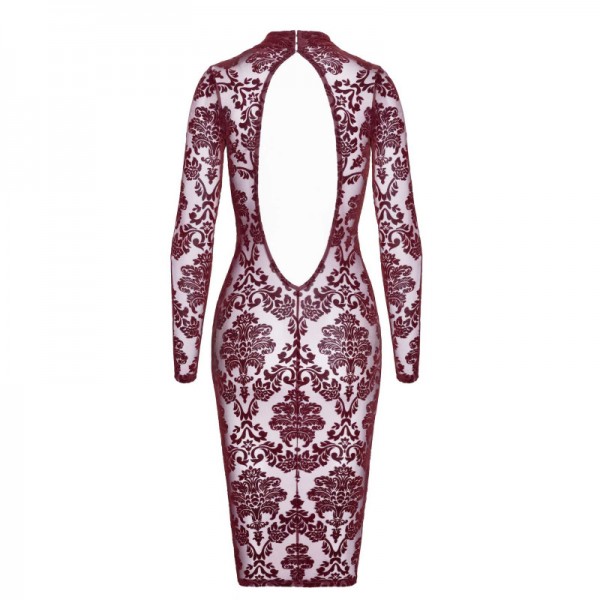 F384 Kink Royal robe  mi-longue bordeaux