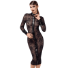 Robe Noirelle  F376 Noirelle à boutons mi-longue en dentelle  - Noire Handemade