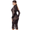 Robe Noirelle  F376 Noirelle à boutons mi-longue en dentelle  - Noire Handemade