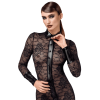 Robe Noirelle  F376 Noirelle à boutons mi-longue en dentelle  - Noire Handemade