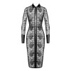 Robe Noirelle  F376 Noirelle à boutons mi-longue en dentelle  - Noire Handemade