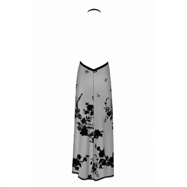 Robe longue F312 DIVINITY  en maille floquée avec dos ouvert  -  Madonna Lingerie