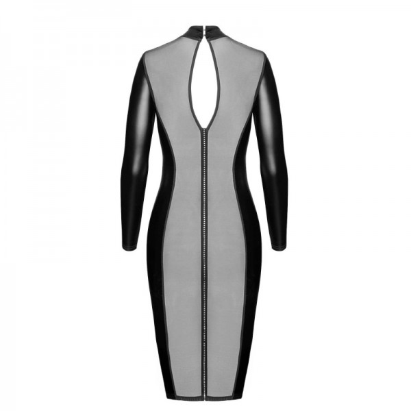 Robe mi-longue F371 LUXURIA cristal transparente  -Noir Handmade