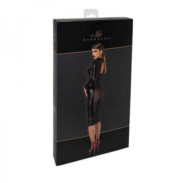 Robe mi-longue F371 LUXURIA cristal transparente  -Noir Handmade