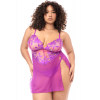 Babydoll fushia GT brodée avec string inclus