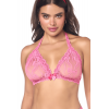 Ensemble sexy 2 pièces rose en dentelle délicate avec haut et string assorti