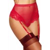 Culotte -String résille taille haute avec porte-jarretelles rouge                                telles noir