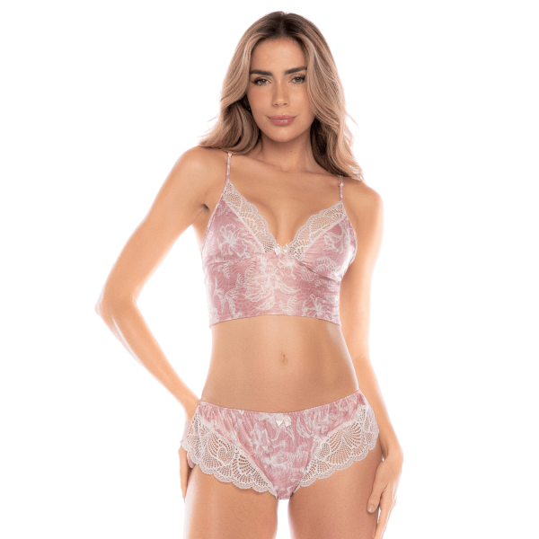 Ensemble 2 pièces rose dentelle confort et sensualité
