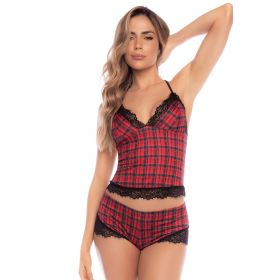 Ensemble casual 2 pièces imprimé écossais