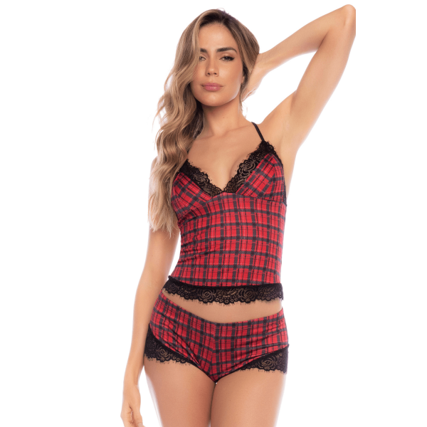 Ensemble casual 2 pièces imprimé écossais