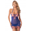 Babydoll bleu et rose sexy en maille transparente avec laçage dos – Mapalé