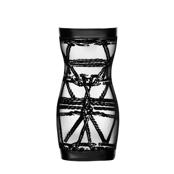 Mini robe épaule dénudée F359 Bondesque  Noir Handmade