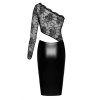 Robe mi-longue wetlook et dentelle EROTICA F339  - Noir Handmade