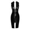 Robe mi-longue F337  EROTICA zippée wetlook  -Noir Handmade