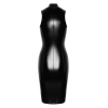 Robe mi-longue F337  EROTICA zippée wetlook  -Noir Handmade