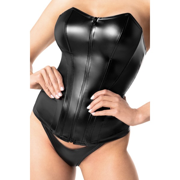 Corset Mysteria F334 wetlook - Noir Handmade