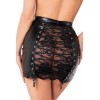 Mini jupe Corset F341 wetlook et dentelle - Noir Handmade