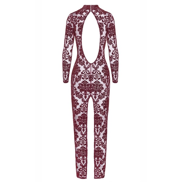 Robe longue F383 kink Royal brodé bordeaux - Noir Handmade