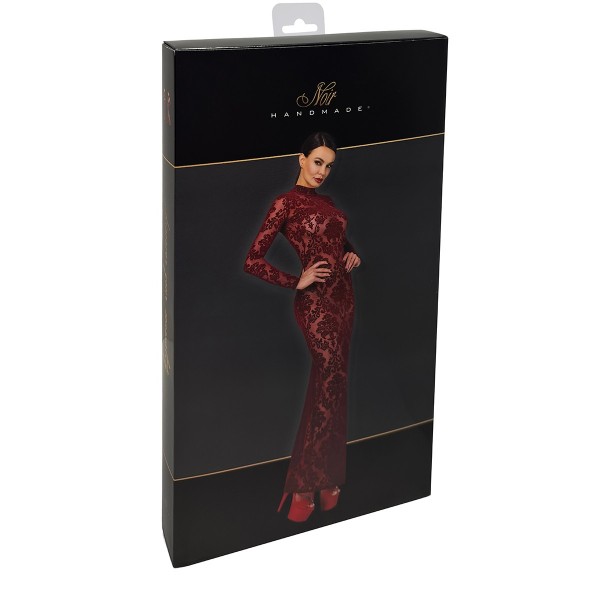 Robe longue F383 kink Royal brodé bordeaux - Noir Handmade