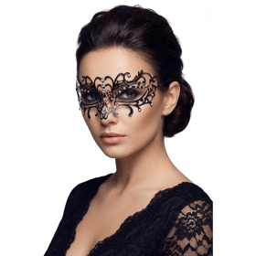 Masque vénitien ELENA rigide noir avec strass