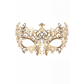 Masque vénitien CHIARA rigide doré avec strass
