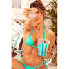 Bikini Turquoise Vinyle avec Chaînettes  - Mapalé  MAL67131GLTQ