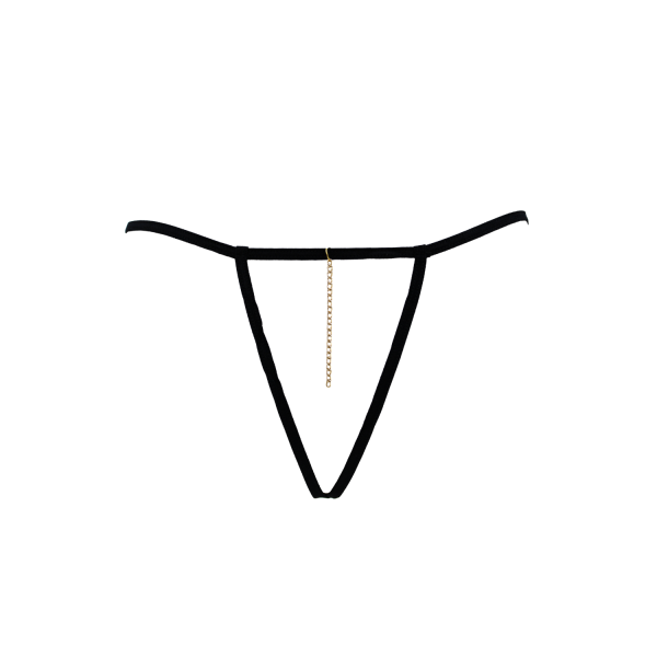 String noir avec bijou perle & strass dorés