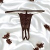 String en dentelle marron  ouvert avec chaînes dorées