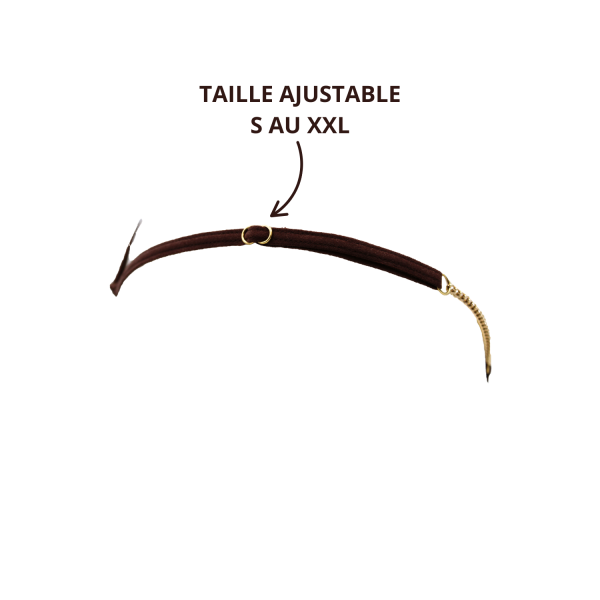 String en dentelle marron  ouvert avec chaînes dorées